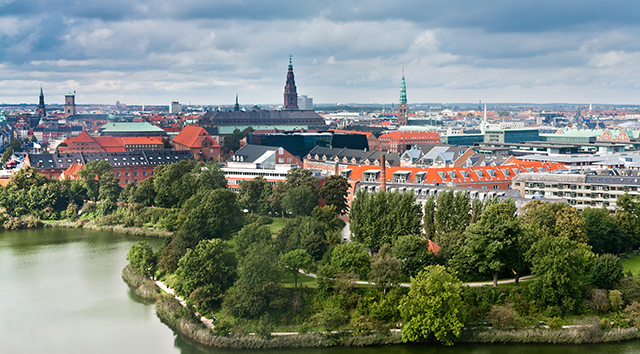 view on center of Copenhagen, Denmark